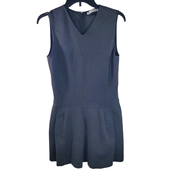 Vince Sleeveless Pleated Dress Charcoal Gray Drop Waist 2 Side Pockets Size 6 - Picture 2 of 8